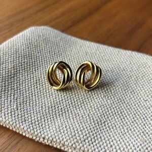 Monet golden triple circle earrings